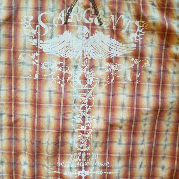 SARGENT PEPPER Rust Plaid Shirt (Size M) - Picture 9 of 13